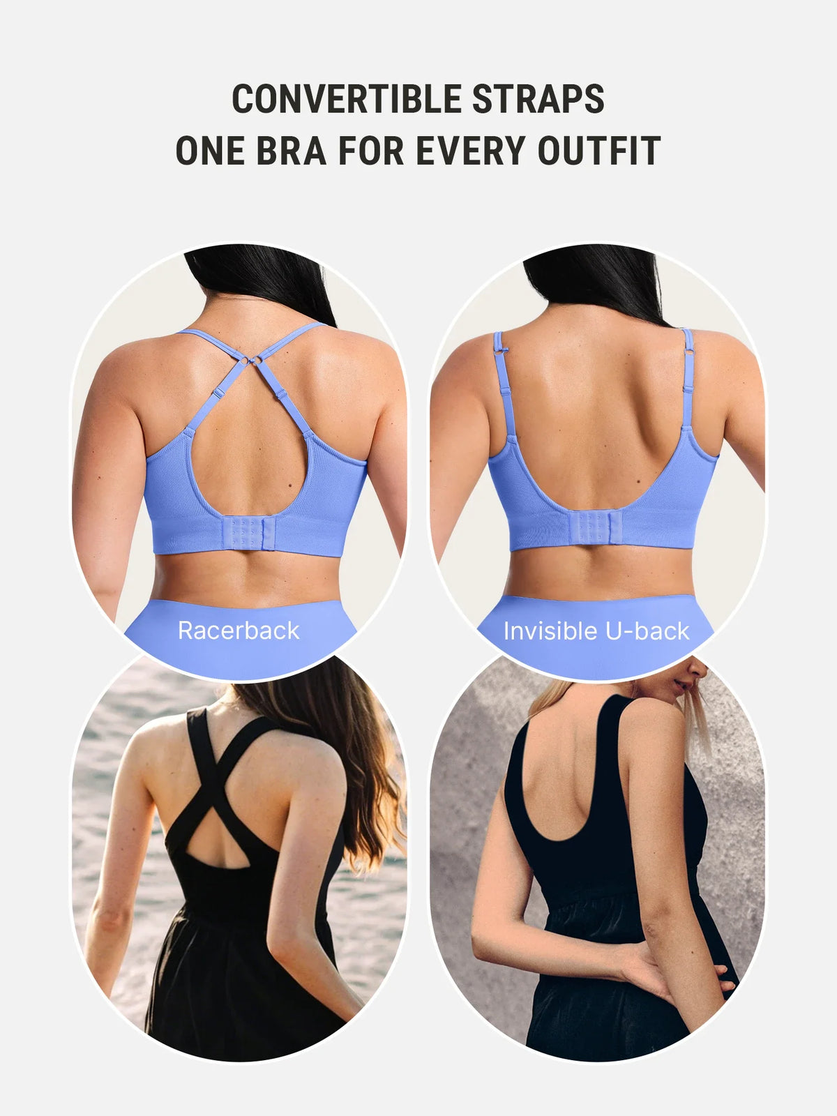 Adjustable Seamless Wireless Ribbed Bra