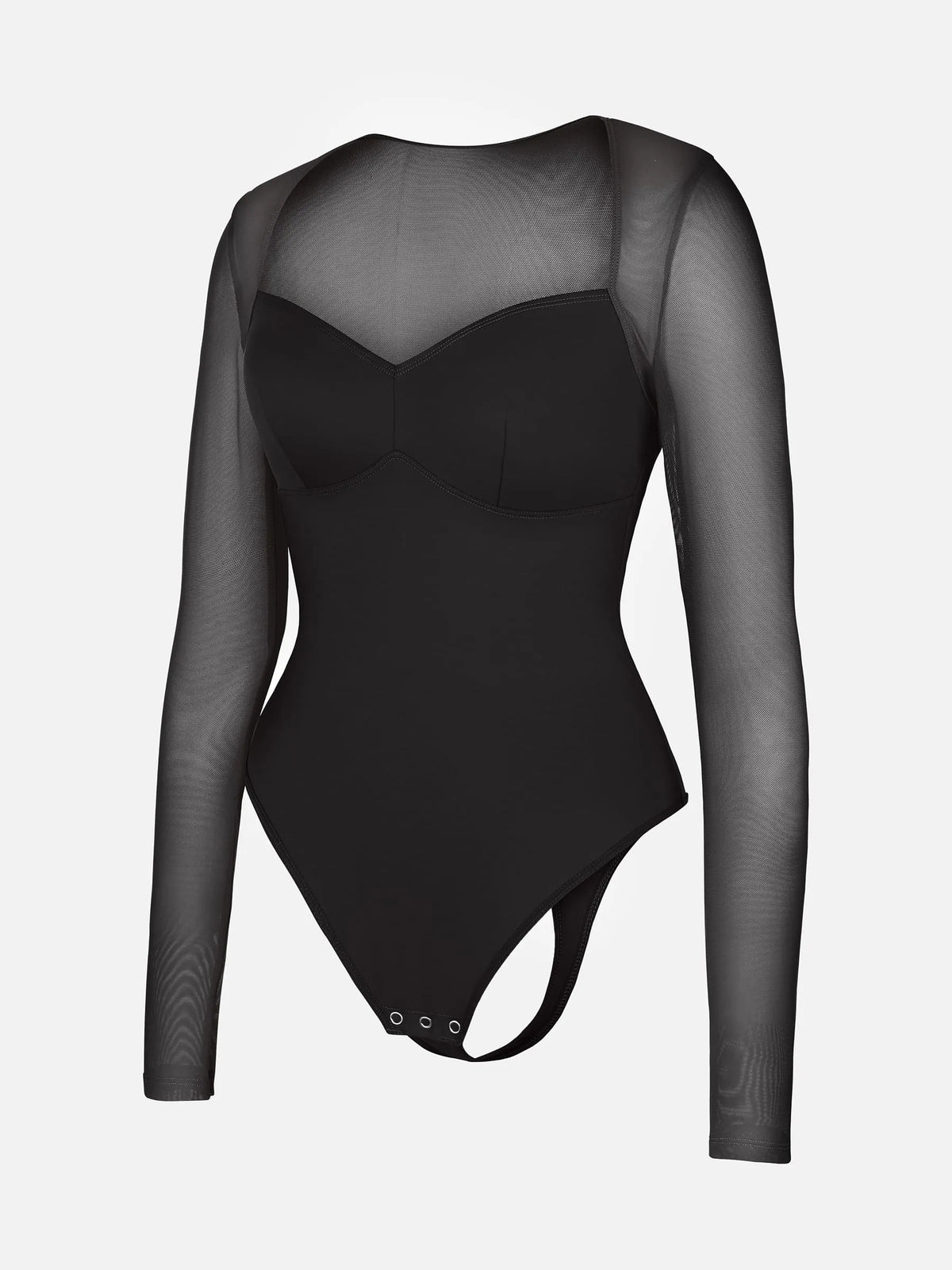 Mesh Panel V-Neck Bodysuit [BOGO]