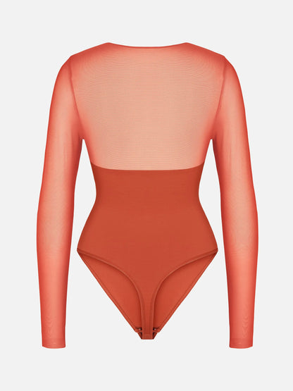 Mesh Panel V-Neck Bodysuit [BOGO]