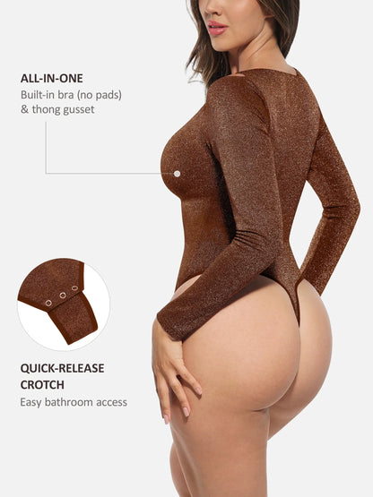 Shiny Swing Collar All In One Bodysuit