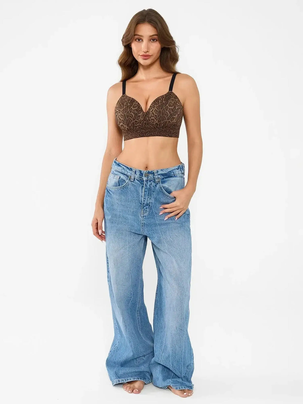 Seamless Wireless Leopard Shaping Push Up Bra