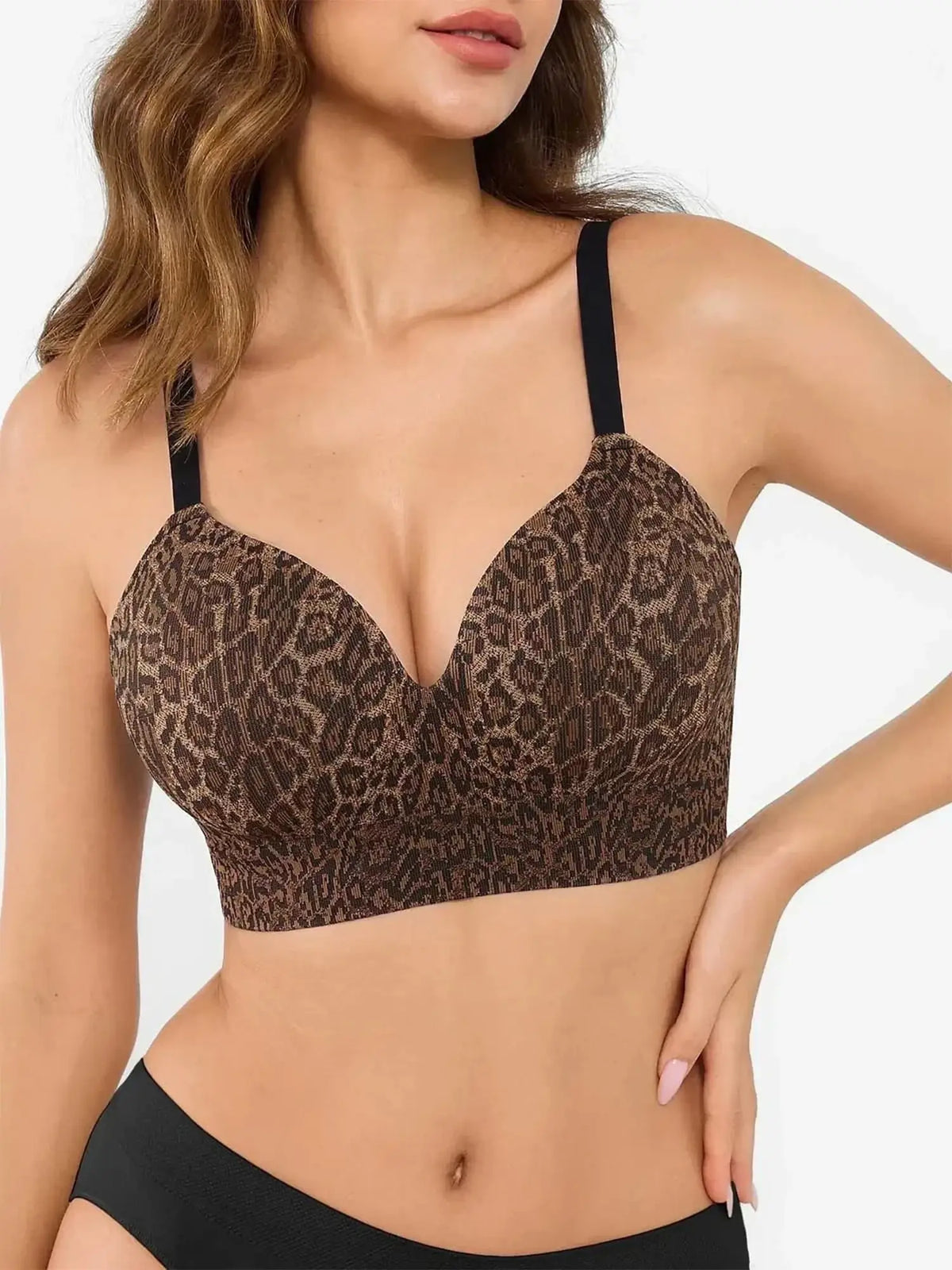 Seamless Wireless Leopard Shaping Push Up Bra