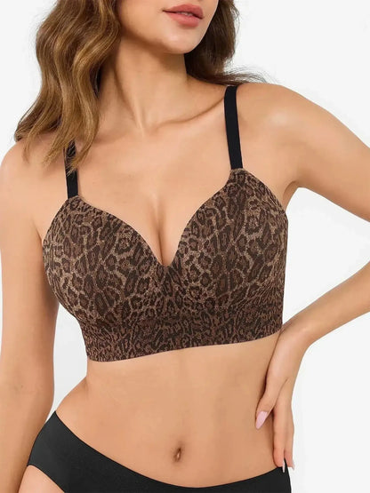 Seamless Wireless Leopard Shaping Push Up Bra