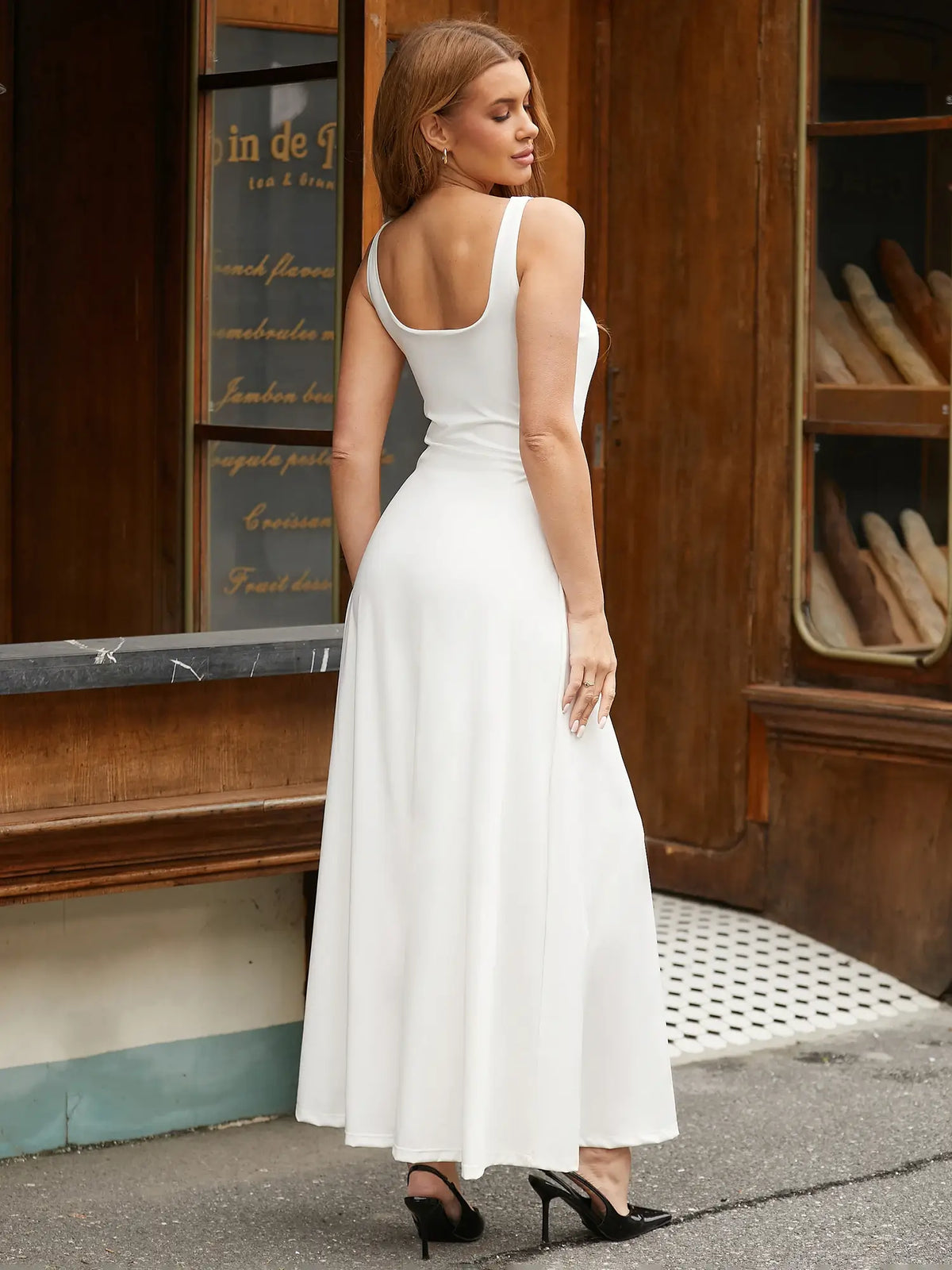Shapewear Sleeveless Square Neck Houglass A-Line Maxi Dress